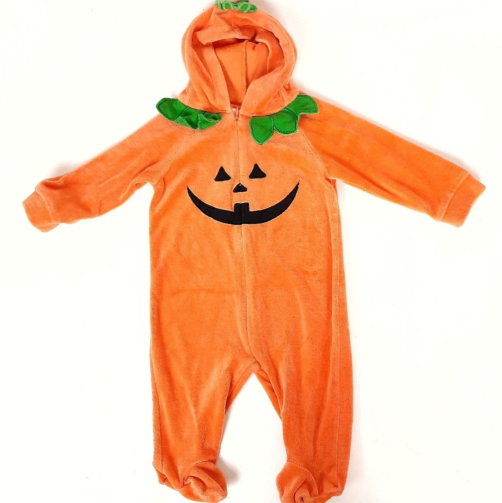 Baby Pumpkin Outfit Costume 6-9 Months Hooded